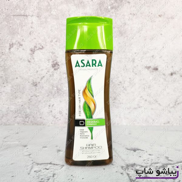 شامپو ضد ریزش مو گیاهی آسارا مناسب موهای خشک